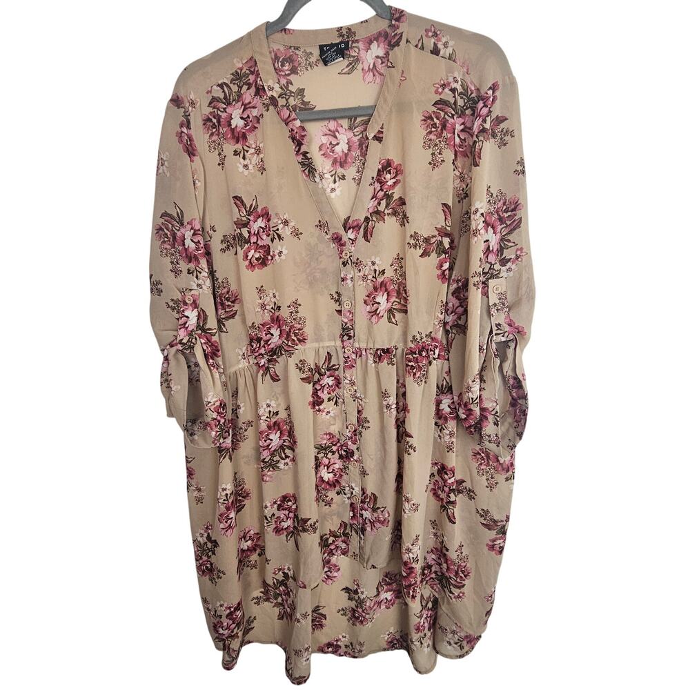 Torrid Women Floral Sheer Hi Low Blouse Plus Size 3X Wedding Garden Party Easter